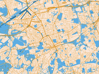 Obraz premium City layout poster — Gelsenkirchen, Germany – gold and blue map palette