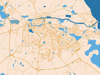 Fototapeta premium City map of Greifswald, Germany – light cream and blue contrast