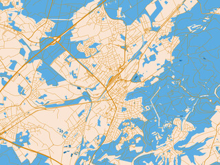 Naklejka premium Urban map poster of Homburg, Germany – light cream and blue contrast