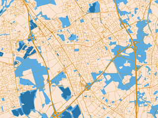Fototapeta premium City map of Langenfeld, Germany – cream map with golden roads