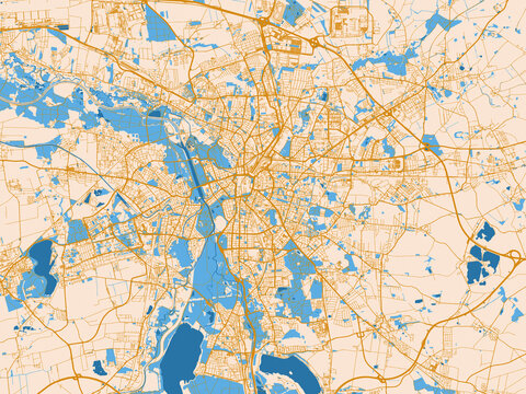 Leipzig street grid map, Germany