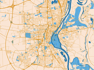 Fototapeta premium City layout poster — Magdeburg, Germany – light cream and blue contrast