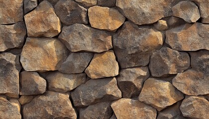 Fototapeta premium Beautiful Striking Brown Rustic Sedimentary Stone Wall Seamless Texture for Background Designs