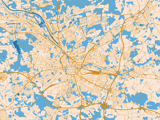 Fototapeta premium Street network map of Osnabruck, Germany, light cream and blue contrast
