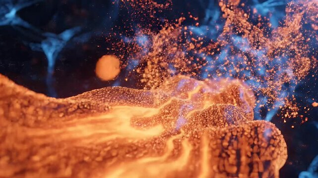 Vivid Abstract Molecular Network of Energetic Orange Light.