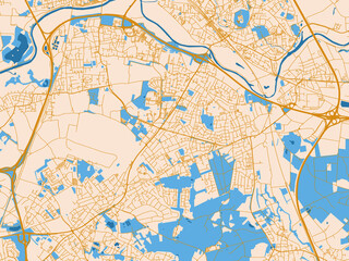 Naklejka premium Urban planning style map of Sankt Augustin, Germany