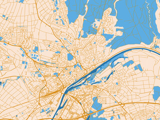 Fototapeta premium Minimal city map of Schweinfurt, Germany with cream map with golden roads