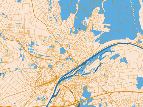 Minimal city map of Schweinfurt, Germany with cream map with golden roads
