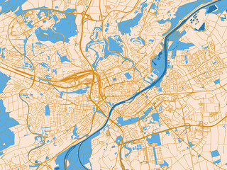Obraz premium Cartographic city illustration of Ulm, Germany