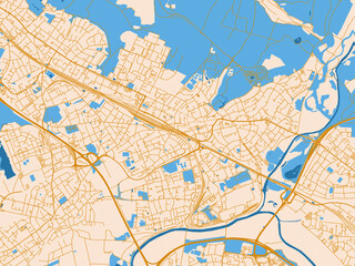 Naklejka premium Street map of Troisdorf, Germany in mustard-gold streets on cream