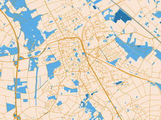 Fototapeta premium City layout poster — Viersen, Germany – mustard-gold streets on cream