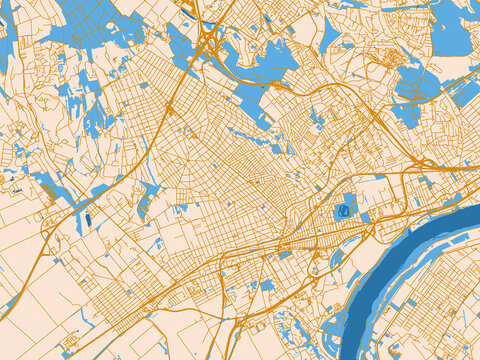 Clean urban street map of Erd, Hungary