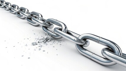 Fototapeta premium Broken metal chain on white background