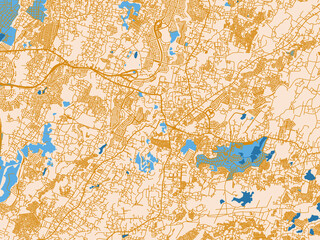 Fototapeta premium City map of Cileungsir, Indonesia – light cream and blue contrast