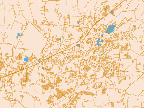 Clean urban street map of Jember, Indonesia