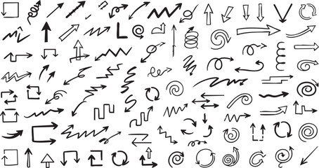 Obraz premium Hand-Drawn Vintage Arrow Doodle Collection Vector Set