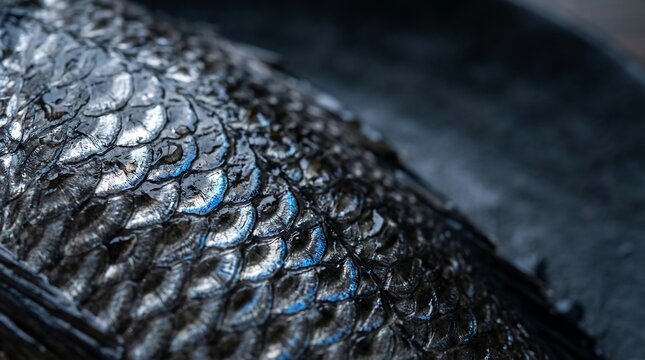 Black Kurodai Fish Scale Macro &ndash; Japanese Seafood Texture