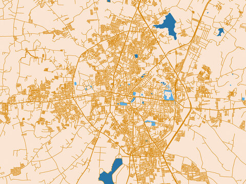 City plan map of Bijapur, India