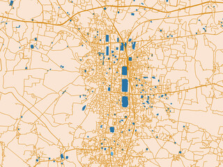 Fototapeta premium City map of Darbhanga, India – light cream and blue contrast