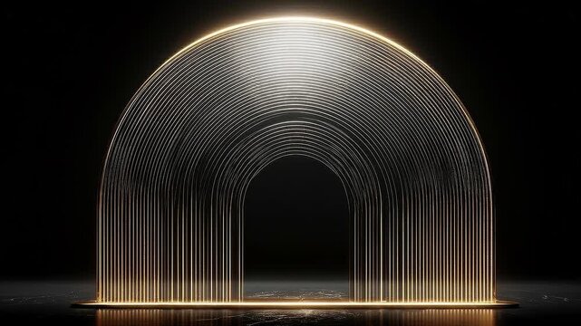 Luminous Curved Projection Structure Representing Cryptocurrency Future Growth Path and Forward Looking Market Expectations.