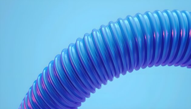 Metallic blue ribbed tube abstract reflective texture background