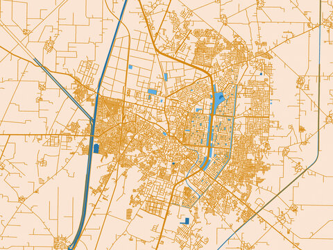 Urban cartographic illustration &mdash; Karnal, India