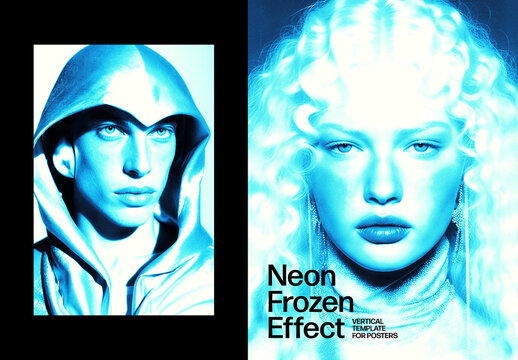 Frozen Neon Poster Photo Effect Mockup