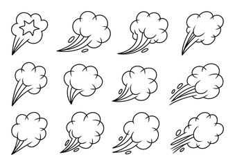 Obraz premium Cartoon Cloud Vector Illustration Set