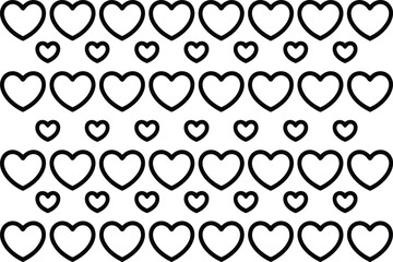 Fototapeta premium Heart Pattern Vector Illustration with Black Outlines