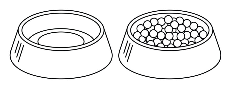 Pet Food Bowls Vector Illustration