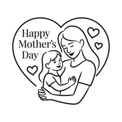 Fototapeta premium A heartwarming illustration of a mother and child within a heart shaped design