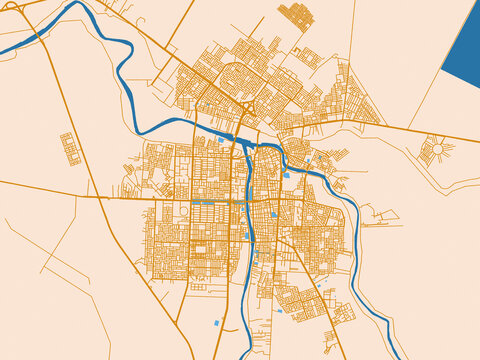 Urban map background of Al 'Amarah, Iraq