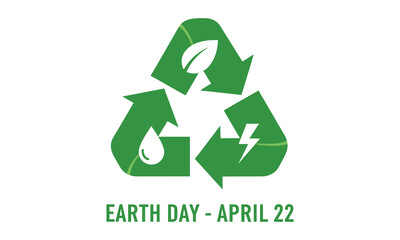 Fototapeta premium Earth day logo with recycling symbol and environmental icons