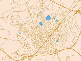 Fototapeta premium City map of Acerra, Italy – gold and blue map palette