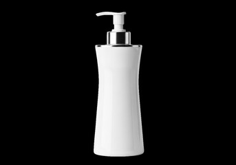 Obraz premium White soap dispenser bottle with silver pump isolated on transparent background