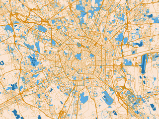 Fototapeta premium Street map of Milan Metropolis, Italy in gold and blue map palette
