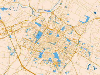 Obraz premium City map poster of Modena, Italy – cream map with golden roads