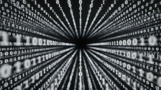 Digital binary code tunnel background.