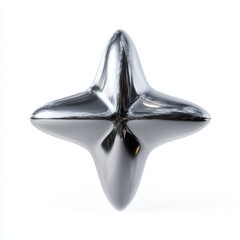 Fototapeta premium Sleek metallic star shape on white background