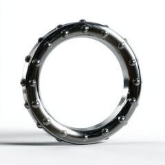 Obraz premium Chrome ball bearing ring on white background