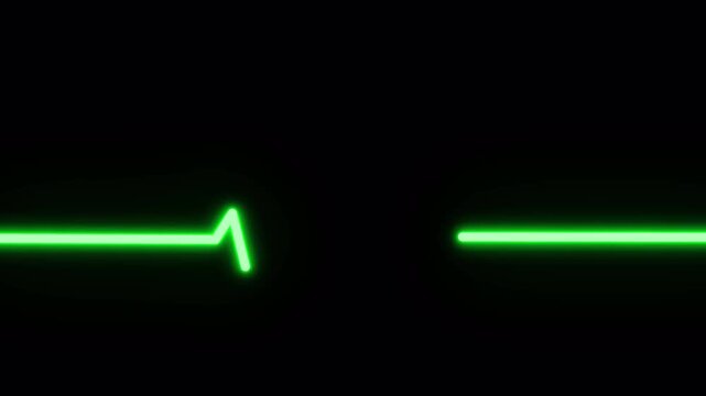 Medical concept of a heartbeat waveform fading to a flatline on a dark background representing. neon heart cardiogram animation on black background