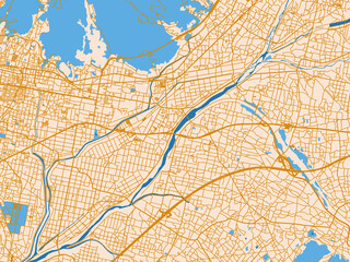 Obraz premium City map of Fuefuki, Japan – light cream and blue contrast