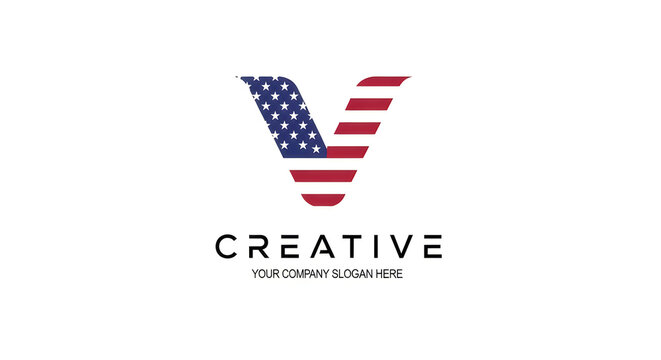 Memorial day tribute patriotic american flag creative logo design