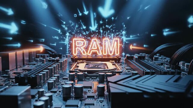 Close-up of computer RAM module.