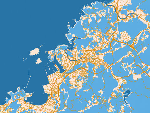 Urban planning style map of Hamada, Japan