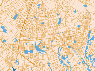 Naklejka premium City layout poster — Hitachi-Naka, Japan – cream map with golden roads