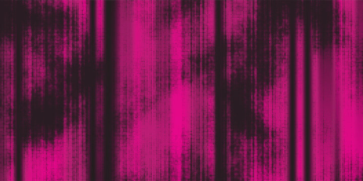 Neon magenta digital background with vertical glitch streaks and dense dot matrix. Abstract tech texture, modern cyber aesthetic