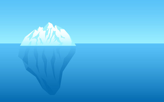 Concept illustration of an iceberg, symbolizing hidden risks, unseen problems, the subconscious mind. Ideal for business, education, psychology, and risk management.