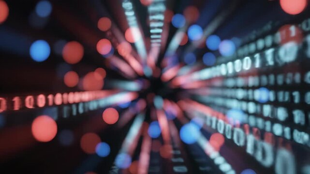 Binary code streaming through digital tunnel.