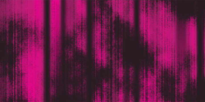Magenta tech background with vertical signal distortion and dotted overlay. Abstract digital interference texture